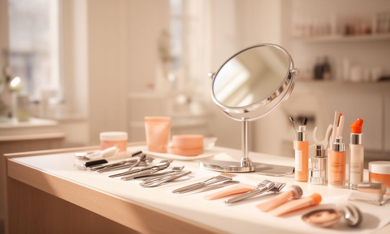 Brows-Consultation in einem hellen Zürcher Studio mit Werkzeugen, Spiegel und natürlichem Tageslicht